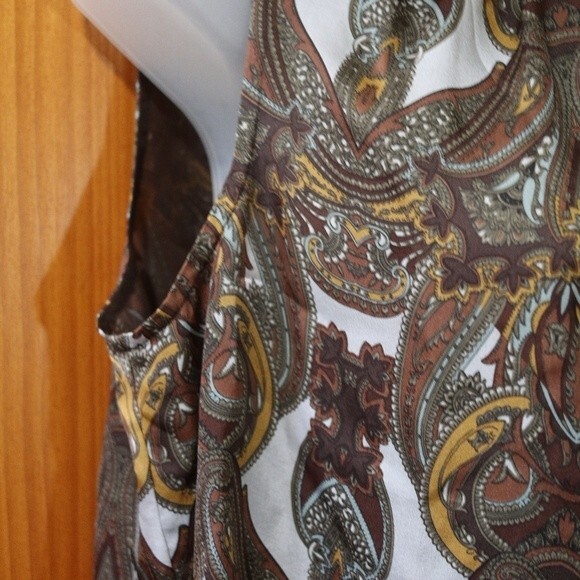 Magaschoni Heritage Paisley Silk Pussycat Bow Top Size 14 Brown Print Elegant - Picture 5 of 16